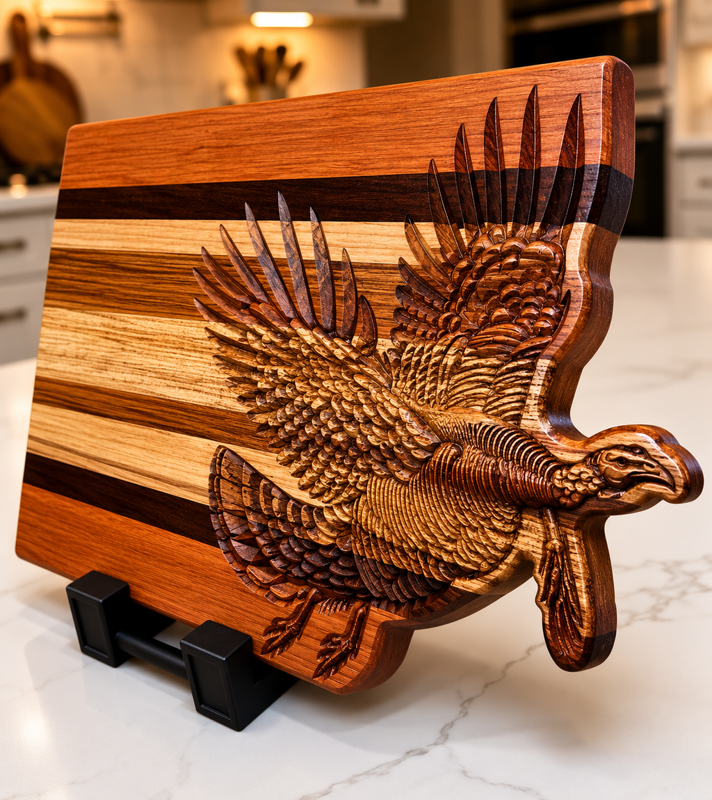 Handcrafted CNC-Carved Turkey Cutting Board