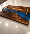 Custom Walnut and Epoxy Serving Tray with Handles