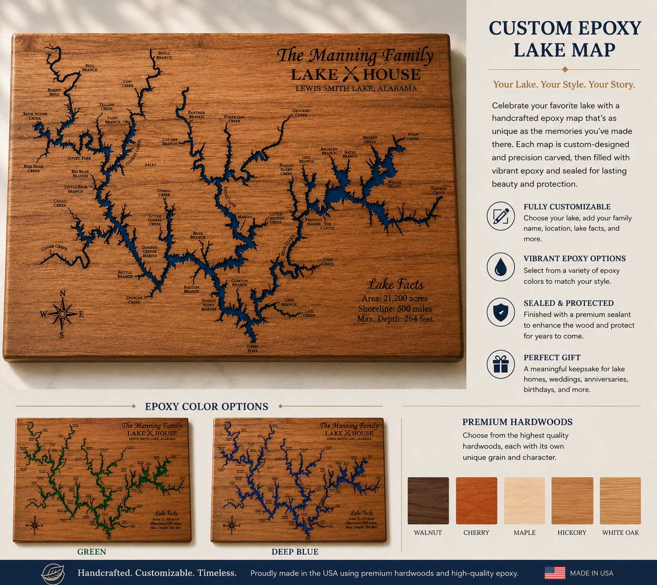 Custom Epoxy Lake Map